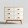 Chest of Drawers 80x40x90 cm - Wooden Frame 6-Drawer - White - Mid-Century Modern